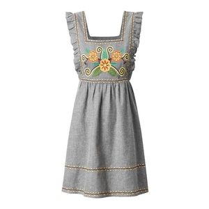 Leandra Medine x Mango grey embroidered dress